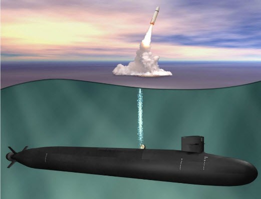 Tàu ngầm hạt nhân tên lửa chiến lược thế hệ mới của Hải quân Mỹ (tưởng tượng)